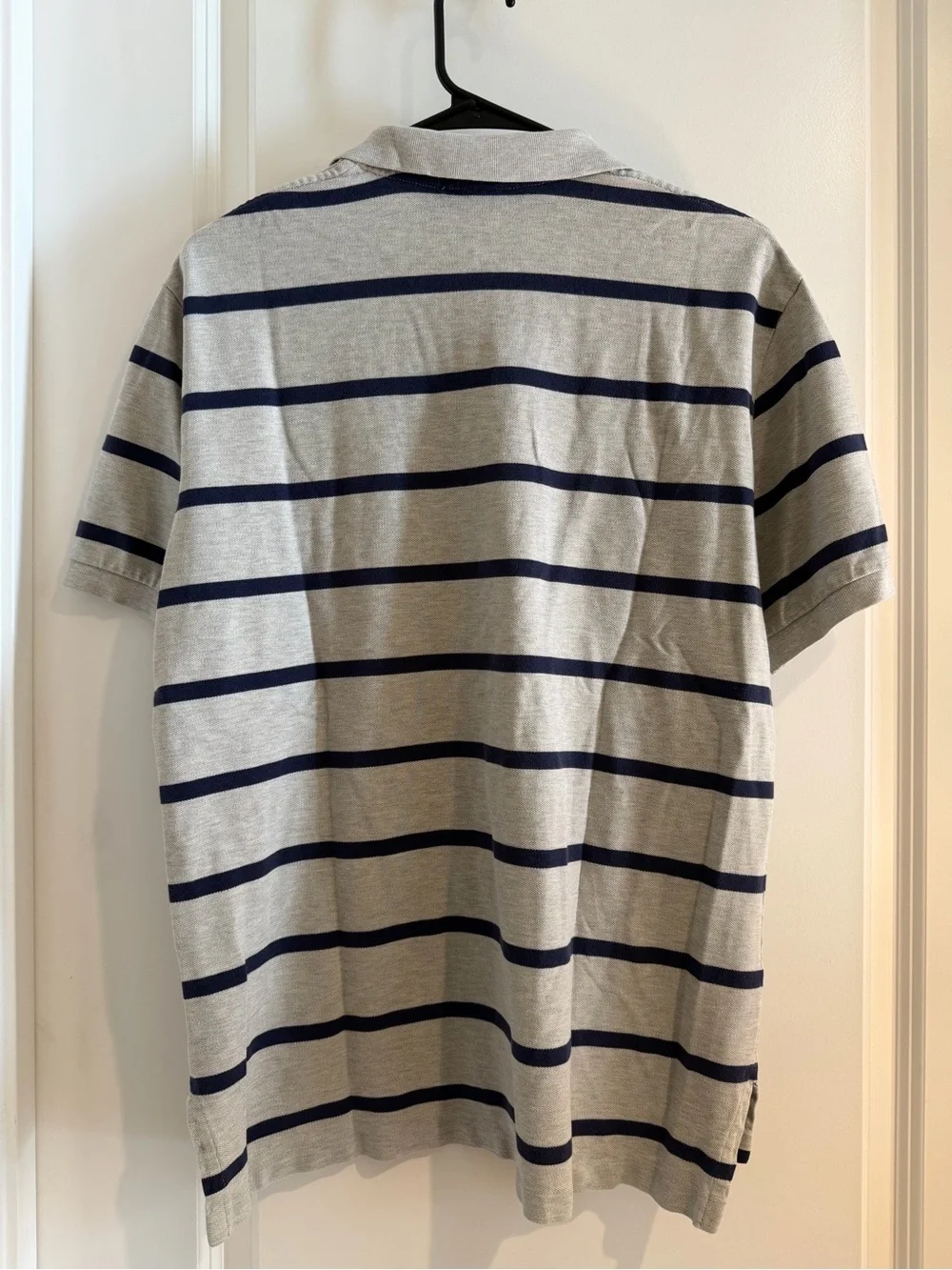 Ralph Lauren Men's Gray Polo with Navy Stripes